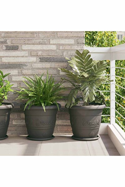 vidaxl Ghivece pentru plante 24 pcs Negru Ã˜ 39 x 32 cm Plastic
