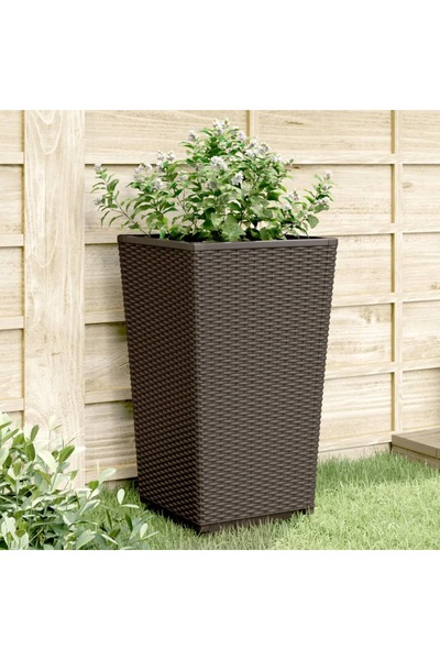 vidaxl Jardiniere de gradina, 2 buc., maro, 32,5x32,5x57 cm, PP