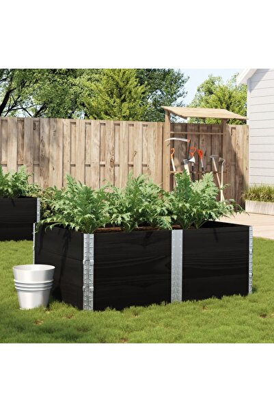 vidaxl Jardiniera de gradina, negru, 150x100 cm, lemn masiv pin