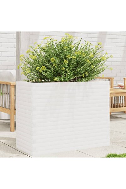 vidaxl Jardiniera de gradina, alb, 90x40x68,5 cm, lemn masiv de pin