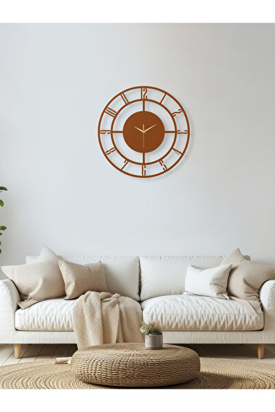 Enova Art Geometrik Kesik Çizgili 4 Rakamlı Daire Metal Duvar Saati, Minimal ...