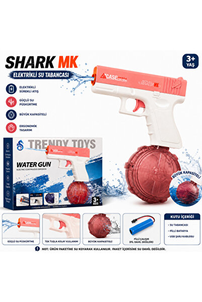 Prlk toys Pembe Shark Mk Şarjlı Elektrikli Su Tabancası – Işıklı & Sürekli At...