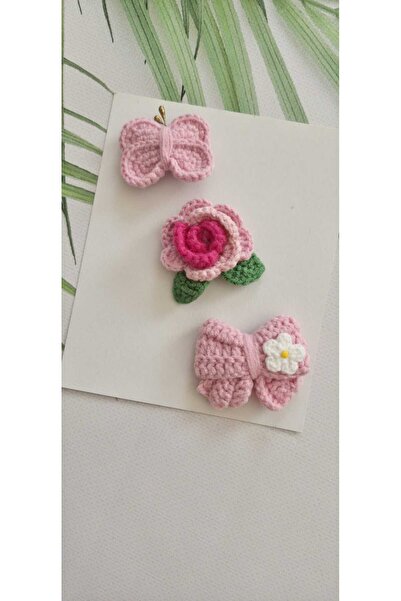 Hand Mother's Since 2024 Baby Handmade Crochet 3-Piece Hairless Baby Hair Cli...