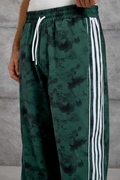 NOMARC Men's Sweatpants Patterned Fabric Green Oversize Parachute