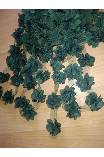 Esram Butik Zümrüt Yeşil Lazer Kesim Gül Süsleme Paketleme Malzemesi Organze ...