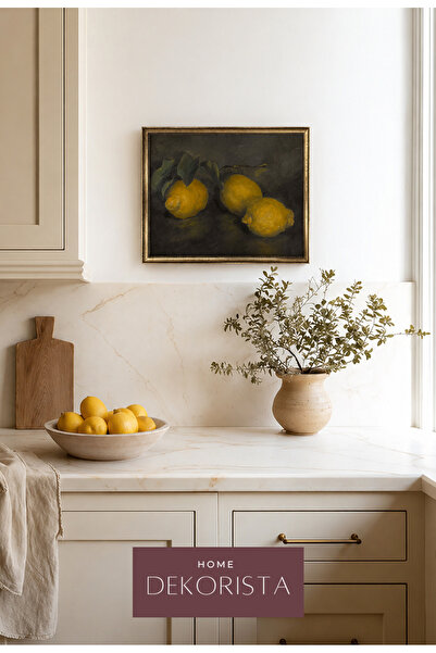HOME DEKORİSTA Vintage Mutfak Limon Çerçeveli CAMSIZ Tablo – Vintage Sanat Ba...
