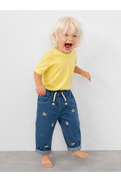 Dadamama UNISEX %100 PAMUK NAKIŞLIK KOT PANTOLON + BEZ ÇANTA