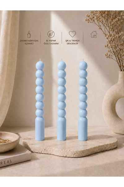Bead 3'Lü Dekoratif Bubble Şamdan Mum Seti - El Yapımı Şık Şamdan Mumu - Ev D...