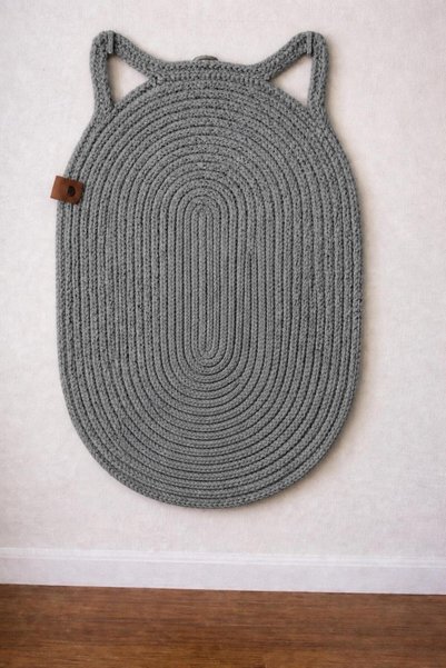 Naspar Gray Color 100% Organic Jute Rope Stitched Cat Scratching Mat Natural Non-Disassembled Pet-Friendly