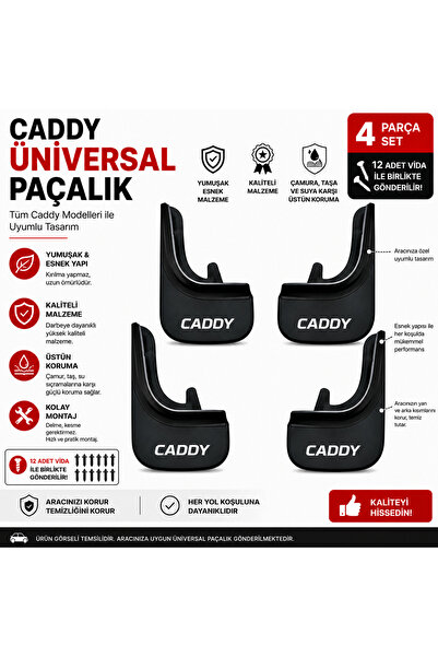 CarEste Volkswagen Caddy Uyumlu Üniversal Paçalık Seti 4 Parça Esnek Çamurluk...