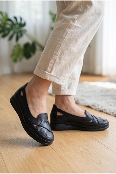 İYİSİNDEN SHOES Hakiki Deri Ortapedik Anne Ayakkabısı hafif taban delikli Kad...