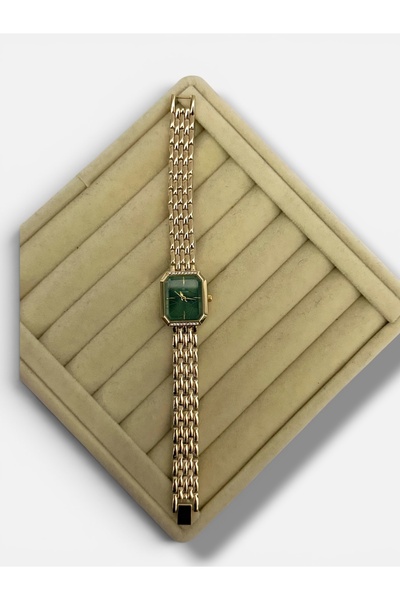 Laquila Jewellery Gold Kadın Saat Zirkon Taş Yeşil Kadran