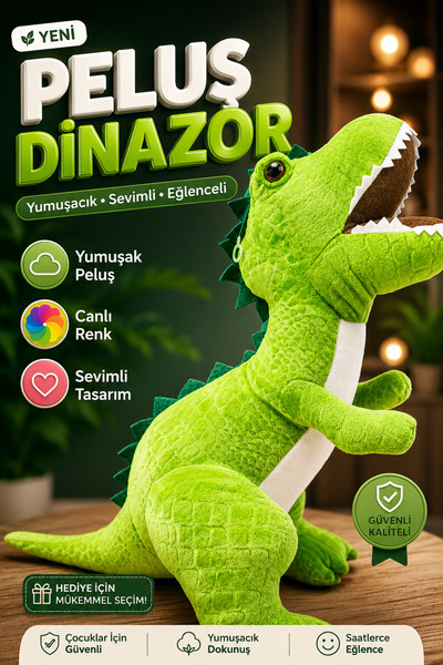 viyolmarketim 45 cm Peluş Dinozor Oyuncak – Sevimli Yumuşak Dinazor Uyku ve O...