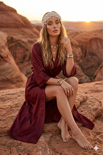 Pico L'intimo Saten Uzun Sabahlık -Bridal & Homewear & Plaj Stili Çok Amaçlı ...