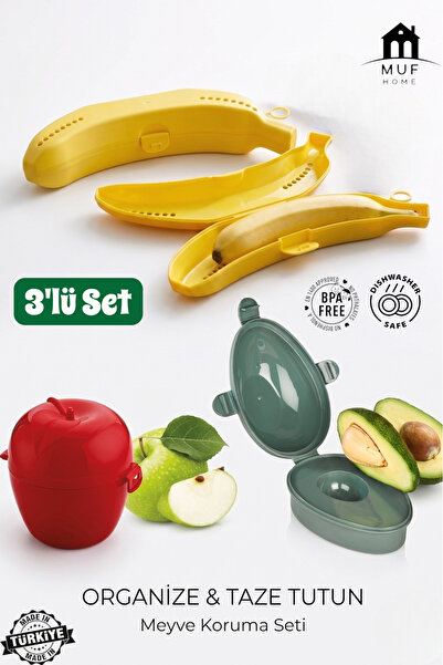 MUF HOME Practical 3-Piece Fruit Storage Container Set - Banana, Apple, and A...