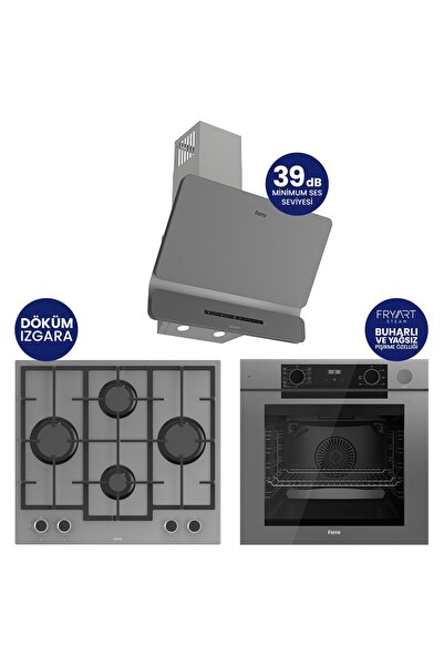 Ferre New Steamart & Fryart Chef Edition Gri 3'lü Ankastre Set QEP64CPR-LN388...