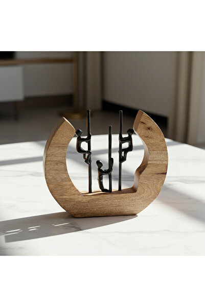 Home Box Monochrome Odin Aluminium Sculptures on Pole with Wooden Base - 22x4...