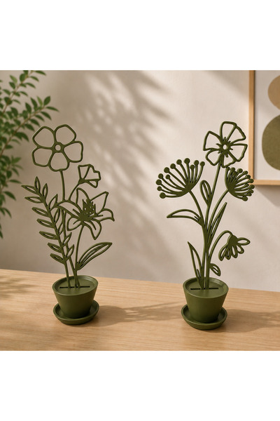TRİMENT3D Minimalist Dekoratif Çiçek Saksı Seti 2’li