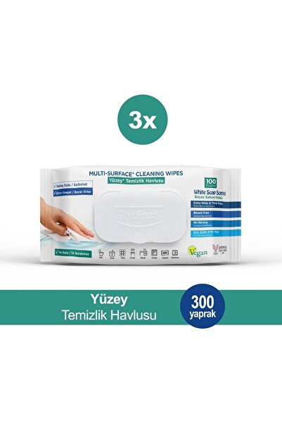 Deep Fresh Yüzey Temizlik Havlusu 100 lü Beyaz Sabun Kokulu x 3 Adet
