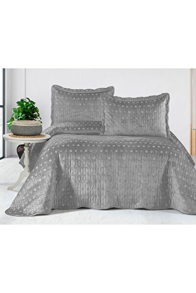 Bella Home Liora Double Velvet Embroidered Bedspread |   Soft Texture, Elegan...
