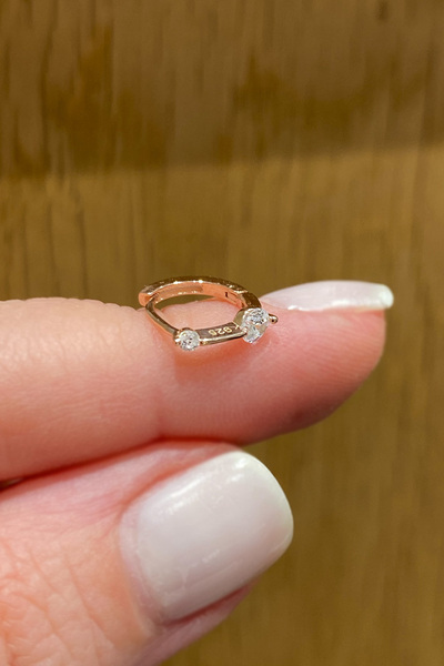La femme by begum Küçük Büyük Beyaz Tektaş Rose Gümüş Halka Piercing,helix,tr...