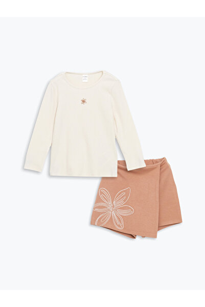 LC Waikiki Set 2 piese: Tricou și fustă brodate pentru fete