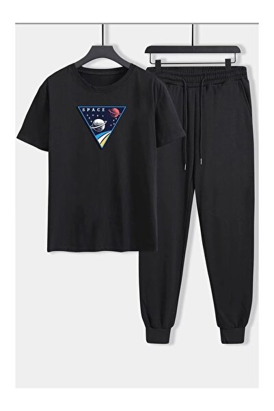 LAVİTTA Fashionable casual set: comfortable cut black trousers with a colored...