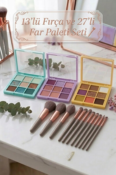 Dami Beauty 3-Piece 9-Color Eyeshadow Palette Set & 13-Piece Professional Mak...