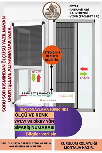 Van Aks Meşe Yapı Akordeon Pileli Sürgülü Stor Pencere - Kapı Sinekliği (EN=6...
