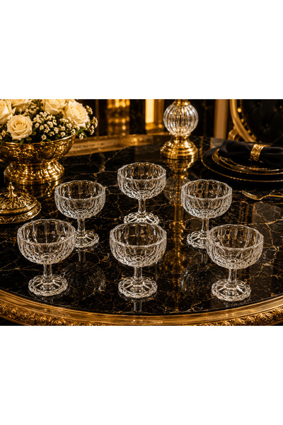 çukurova home 6-Piece Footed Flower Model Turkish Delight Bowl - Presentation...