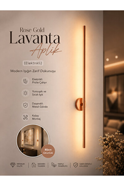 Voxify 2'li Rose Gold Lavanta Aplik Duvar Dekorasyon Aydınlatması Şık Ambiyan...