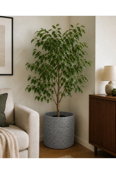 Ckdesign Natural Gray Flower Pot Basket Bohemian Balcony Living Room Decor 25×25