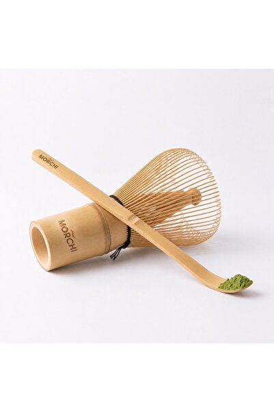 MORCHI Doğal Bambu Matcha Çırpıcı (Chasen) & Matcha Kaşığı (Chashaku) Seti – ...