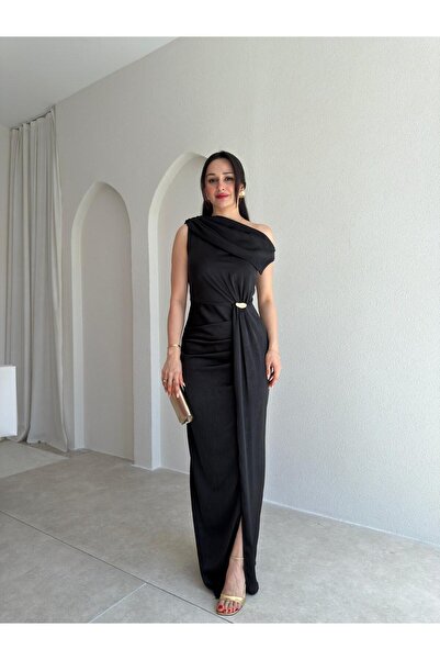 Mooi Butik فستان ماجا ماكسي 8910 - أسود