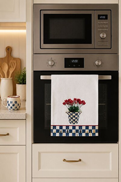 naya home Dekoratif Mutfak Pamuklu Fırın Havlusu Özel Desenli Etnik Model 35x...