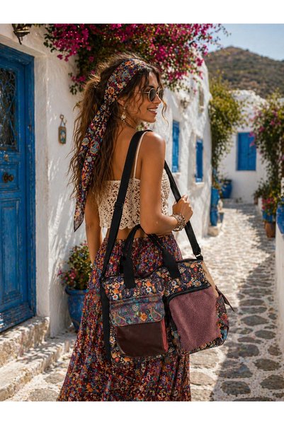 street&bagdnz Patchwork Ethnic Authentic Bohemian Shoulder Bag Handbag Messenger Bag Daily Use Travel Use