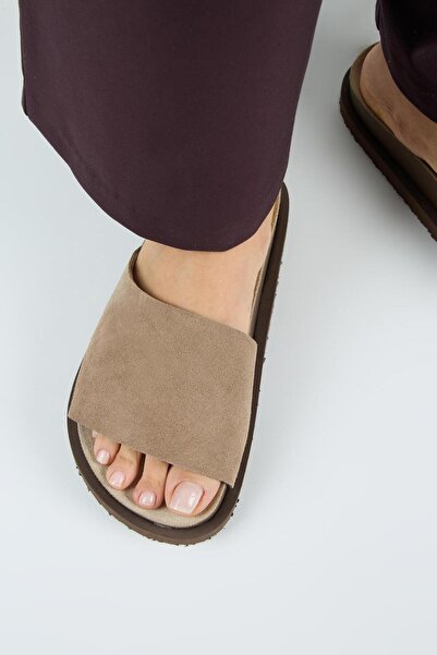 Manijero Lizette Women's Genuine Leather Single Strap Mink Slippers