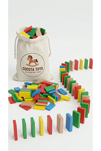 COCOTA TOYS Wooden Fun Ahşap Renkli Domino 120 Blok (Bez Kese İçerisinde)