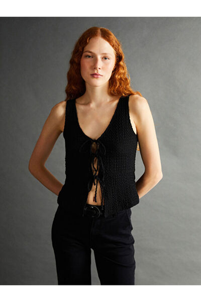 LC Waikiki V-Neck Textured Women's Blouse