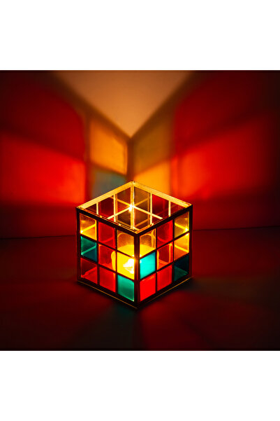 limly Rubik cam mumluk vitray boyama ev dekarasyon renkli şamdan mum aydınlatma