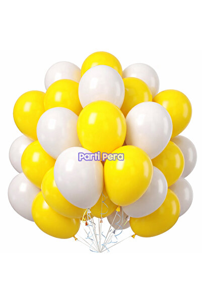 parti pera Limon Tema Uyumlu Sarı Beyaz Pastel Balon Toplam 10 Adet