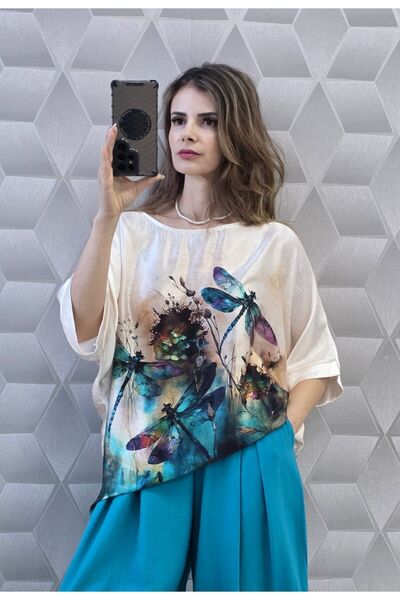 MAXORA SHOP Satin blouse with a loose fit and elegant look
