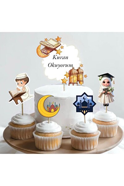 Partiden Kuran Okuyorum Karton Pasta Süsü