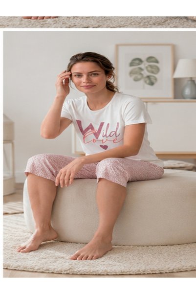 Lalin HOMEWEAR Women's Capri Pajama Set Wild Love