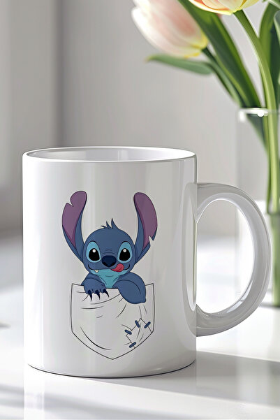 Mio Life كوب سيراميك أبيض بتصميم ستيتش سعة 330 مل مطبوع