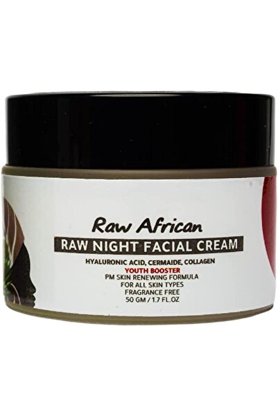 RAW AFRICAN كريم ليلي للوجه معزز للشباب ومرطب يحتوي على حمض الهيالورونيك والس...