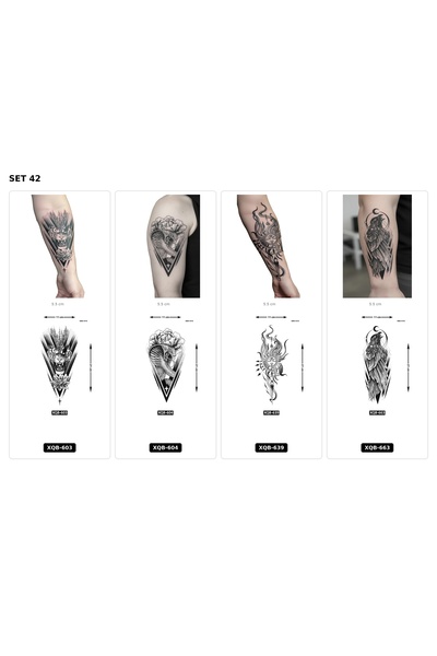 Airbrush Tattoo Yapıştırma Dövme 4 Adet Birden 1 Hafta Kalıcı Geçici Dövme Haftalık Set 71