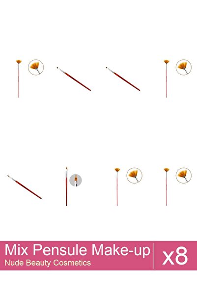 Makeup Mix Set 8 products Makeup Brushes: Cat's Tongue Gel Brush - no.4, Fan ...