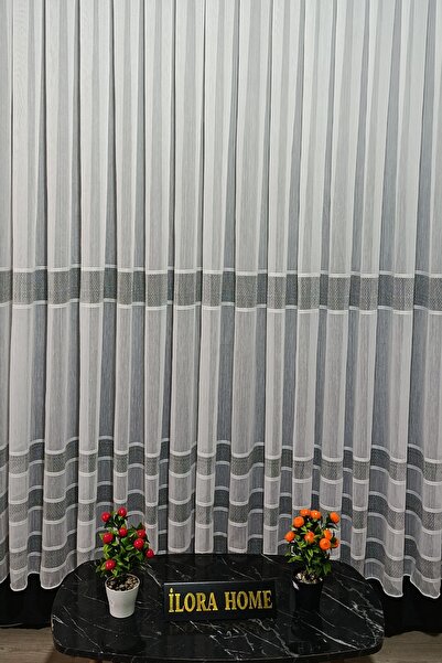 ilora home Alara desen bambu zemin ütü istemez 1/2 seyrek pileli tül perde en
