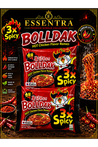 Essentra Home ESSENTRA BOLLDAK 3X Extreme Spicy Korean Hot Chicken Flavor Ramen